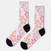 Chaussette Hibiscus Rose, Fleurs Roses, Motif De Fleurs (Gauche)