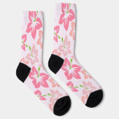 Chaussette Hibiscus Rose, Fleurs Roses, Motif De Fleurs (Droite)