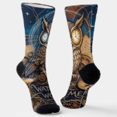 Chaussette Hibou abstrait créatif de minuit (Angulaire)