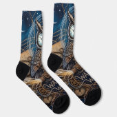Chaussette Hibou abstrait créatif de minuit (Droite)