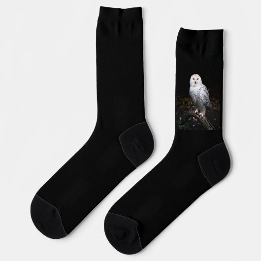 Chaussette Hibou des neiges majestueux d'hiver (Gauche)