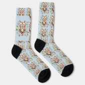 Chaussette Hibou Patchwork dans Paysage Féerique de la Forêt (Droite)