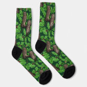 Chaussette Hiboux dans la forêt sur fond vert foncé (Droite)