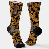 Chaussette Hiboux d'automne sur fond noir (Angulaire)