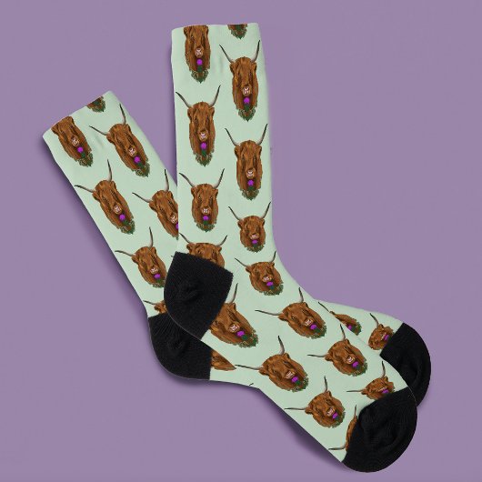 Chaussette Highland Scottish Vache Purple Celple Knot Work