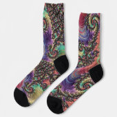 Chaussette Hippie bohémienne Joyau coloré Tone Fractal Art (Gauche)