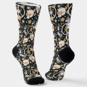 Chaussette Hippie Halloween Skulls et Fleurs Motif (Angulaire)
