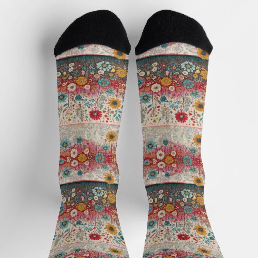 Chaussette Hippie rétro : Chaussettes de jardin en Patchwork (Haut)