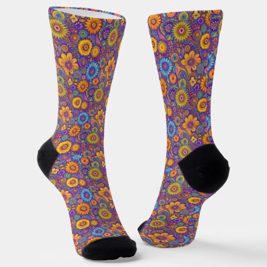 Chaussette Hippie Rétro : Chaussettes Vibe Violet (Angulaire)