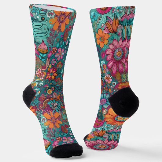 Chaussette Hippie rétro : Enfant fleur (Angulaire)
