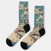 Chaussette Hiroshige hiver paysage Japon pays (Gauche)