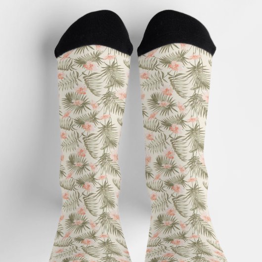 Chaussette Hisbiscus Tropical Palm Tree Motif (Haut)