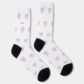 Chaussette Hiver en amour - Cœurs d'argent - Texte modifiable (Droite)