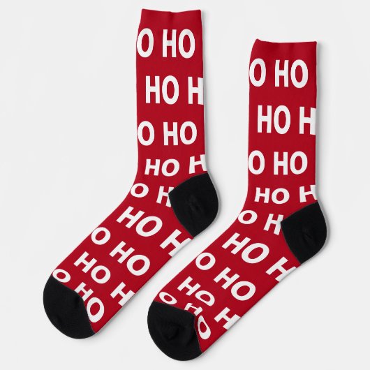Chaussette Ho Ho Ho Fun Noël Rouge Blanc Vacances Hommes (Gauche)