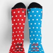 Chaussette HO HO HO Rouge Bleu Blanc Points (Haut)
