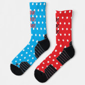 Chaussette HO HO HO Rouge Bleu Blanc Points (Gauche)