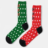 Chaussette HO HO HO Rouge Vert Blanc Points (Gauche)
