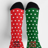 Chaussette HO HO HO Rouge Vert Blanc Points (Haut)