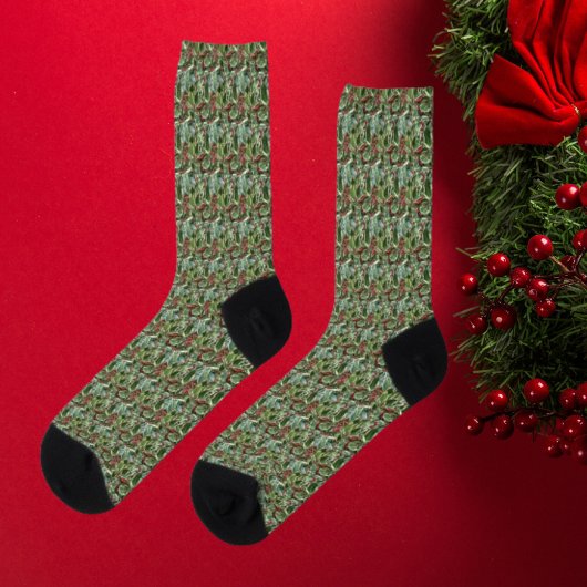 Chaussette Holiday Holly Feuille et Red Berries Motif
