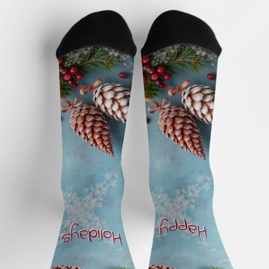 Chaussette Holiday Pinecones and Berry (Haut)