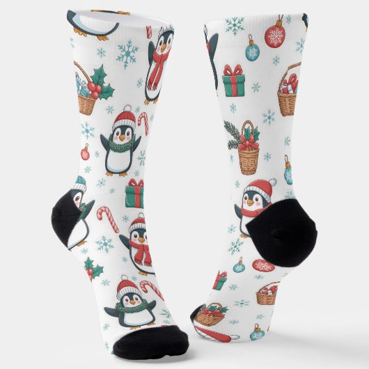 Chaussette Holiday Socks with Christmas Penguins, Snowflakes (Angulaire)