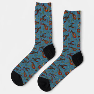 Chaussette Homards dans la mer Bleue à motifs
