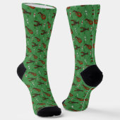 Chaussette Homards et bouées de pêche sur Noël vert (Angulaire)