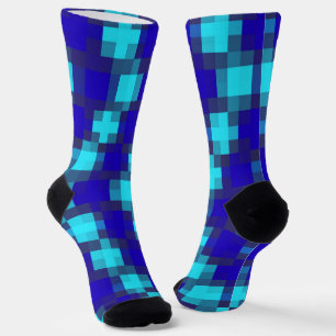 Chaussette Horizon Bleu : À damiers Motif En Quatre Blues,
