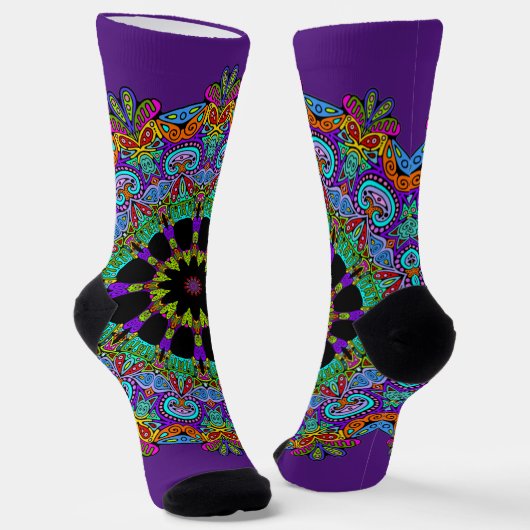 Chaussette Horloge à main peinte Mandala 24 (Angulaire)
