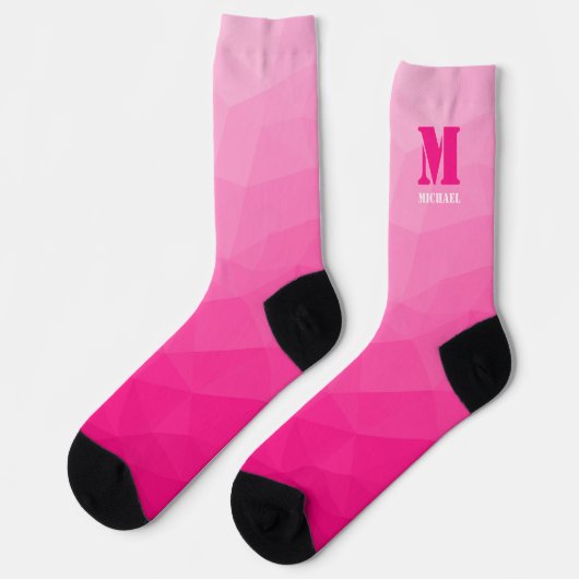 Chaussette Hot pink geometric mesh pattern Monogram (Gauche)