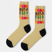 Chaussette Hula Dancing Girls and Hibiscus Flowers (Gauche)