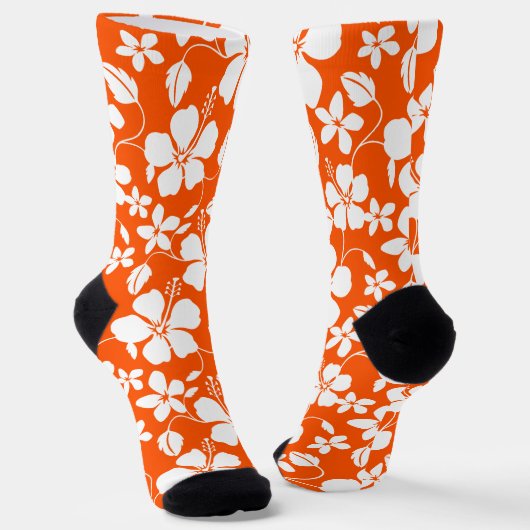 CHAUSSETTE HULA HAÏIENNE (HIBISCUS) ORANGE (Angulaire)