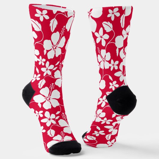 CHAUSSETTE HULA HAÏIENNE (HIBISCUS) ROUGE (Angulaire)