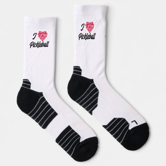 Chaussette I Heart Pickleball Pink and Red Pickleballs Heart (Droite)