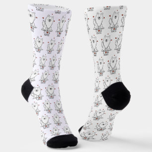 Chaussette I Love Eskies (I Love American Eskimo Dogs) - mign