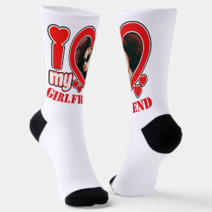 Chaussette I Love My Girlfriend Photo Texte personnalisé