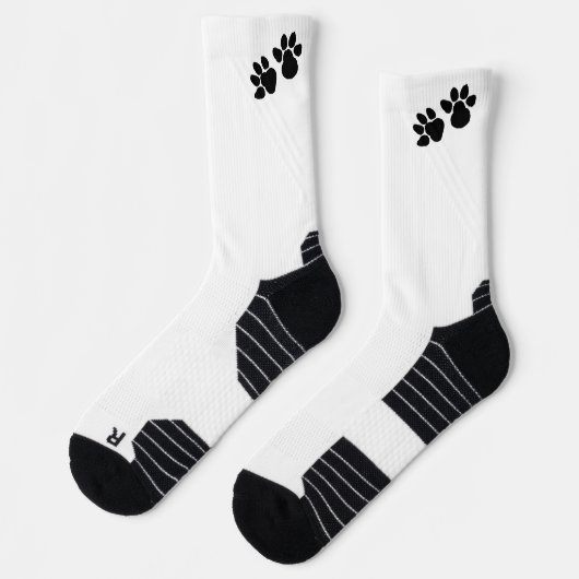 Chaussette Icône de patte de chien - Noir & Blanc (Gauche)
