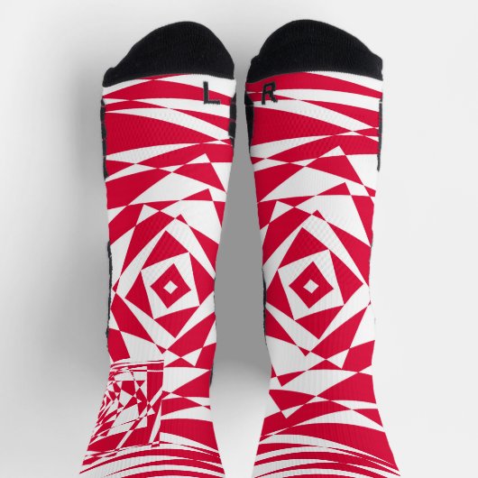 Chaussette Illusion abstraite rouge blanc (Haut)
