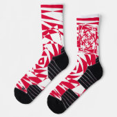 Chaussette Illusion abstraite rouge blanc (Gauche)