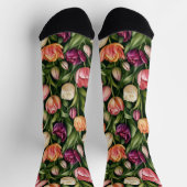 Chaussette Illustration botanique de tulipe raffinée (Haut)