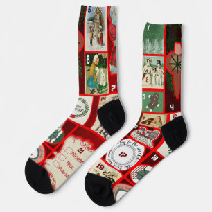 Chaussette Illustration de bloc de l'Avent de Noël en carré A