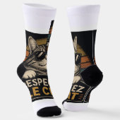 Chaussette Illustration de chat à lunettes avec typographie (Angulaire)