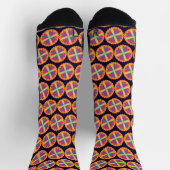 Chaussette illustration de formes florales orange (Haut)