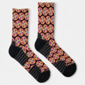 Chaussette illustration de formes florales orange (Droite)