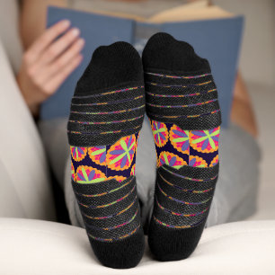 Chaussette illustration de formes florales orange