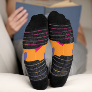 Chaussette illustration de formes florales orange et rose