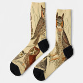 Chaussette illustration de quatre hiboux (Gauche)