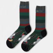 Chaussette Illustration festive d'âne d'hiver vert foncé (Gauche)