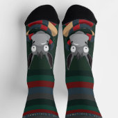 Chaussette Illustration festive d'âne d'hiver vert foncé (Haut)