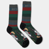 Chaussette Illustration festive d'âne d'hiver vert foncé (Droite)